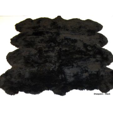 Octo - Eight Pelt Black Sheepskin Rug - 88" X 72"