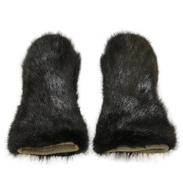 Black Dyed Beaver Fur Mittens