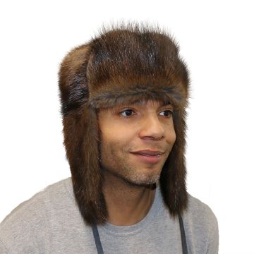 Muskrat Fur Russian Trooper Style Hat