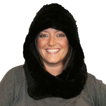 Rex Rabbit Fur Infinity Hood Scarf - Black #4074