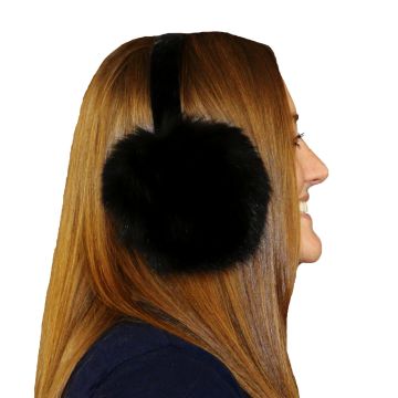 Black Dyed Blue Fox Fur Ear Muffs