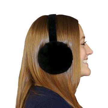 Black Dyed Sheared Beaver Fur Ear Muffs