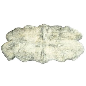 Quad - Four Pelt White W/ Black Tips Sheepskin Rug - 6' X 4'