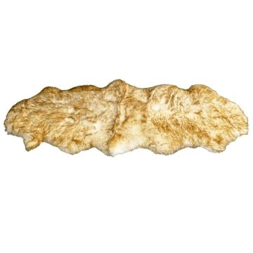 Double - Two Pelt White W/ Brown Tip Sheepskin Rug - 6' X 2'