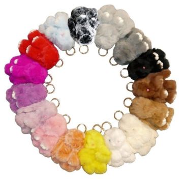 Fur Bunny Keychain - Rex Rabbit (Solid Color)