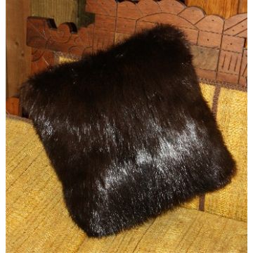Natural Black Beaver Fur Pillow