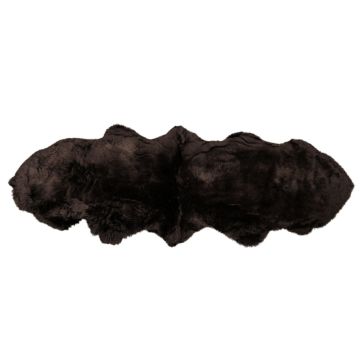 Double - Two Pelt Darkest Brown Sheepskin Rug - 6' X 2'