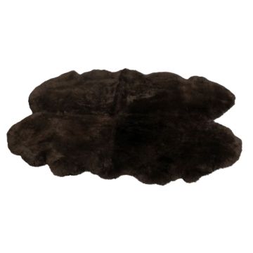 Quad - Four Pelt Darkest Brown Sheepskin Rug - 6' X 4'