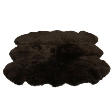 Sexto - Six Pelt Darkest Brown Sheepskin Rug - 72" X 68"