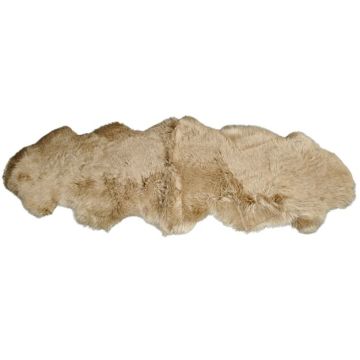 Double - Two Pelt Camel Sheepskin Rug - 6' X 2'