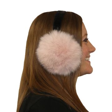 Blue Fox Fur Ear Muff - Dusty Pink