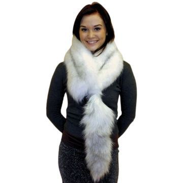 Arctic Marble Fox Fur Scarf With Tail #rcmtl