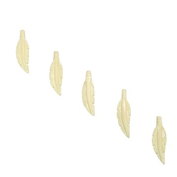 Real Bone Carved Feather Bead - (Qty 5)