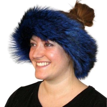 Blue-dyed Silver Fox Fur Headband | Fur Neck Warmer | Fur Neck Collar