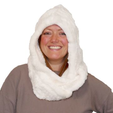 Rex Rabbit Fur Infinity Hood Scarf - Cream #4076