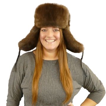 Authentic Royal Muskrat Fur Russian Trooper Style Hat