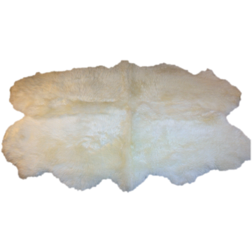 Quad - Four Pelt White Sheepskin Rug - 6' X 4'