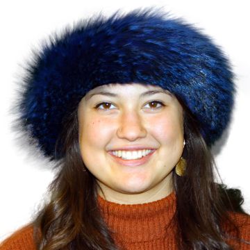 Sapphire Dyed Badger Fur Headband | Fur Neck Warmer | Fur Neck Collar