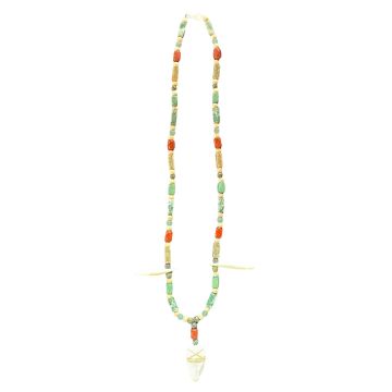 Fox Teeth with Stone Arrowhead Necklace #807
