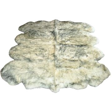 Octo - Eight Pelt White W/ Black Tip Sheepskin Rug - 88" X 72"