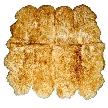 Octo - Eight Pelt White W/ Gold Tip Sheepskin Rug - 88" X 72"