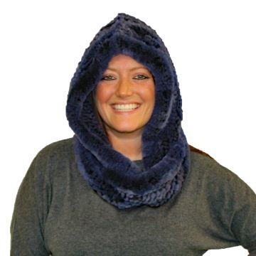 Rex Rabbit Fur Infinity Hood Scarf - Periwinkle #4068