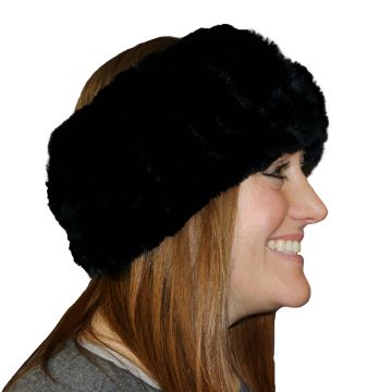 Rex Rabbit Fur Headband - Black