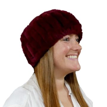 Rex Rabbit Fur Headband - Wine Red