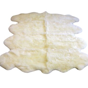 Octo - Eight Pelt White Sheepskin Rug - 88" X 72"