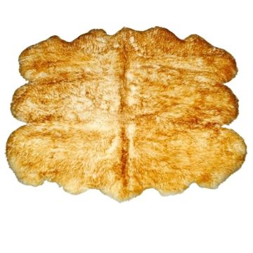 Sexto - Six Pelt White W/ Gold Tip Sheepskin Rug - 72" X 68"