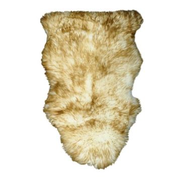 White W/ Brown Tip Sheepskin Rug/Throw