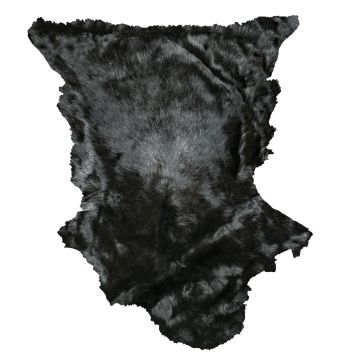 Long-Hair Black Tuscan Lamb - Black Suede Back
