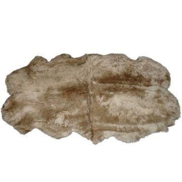 Quad - Four Pelt Camel Sheepskin Rug - 6' X 4'