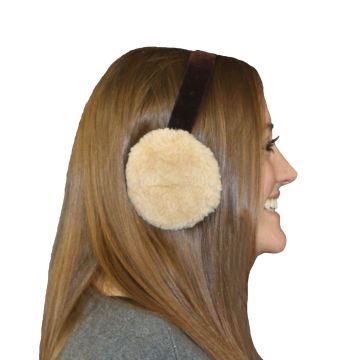 Tan Dyed Sheared Beaver Fur Ear Muffs