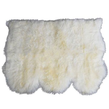 Triple - Three Pelt White Sheepskin Rug - 40" X 58"