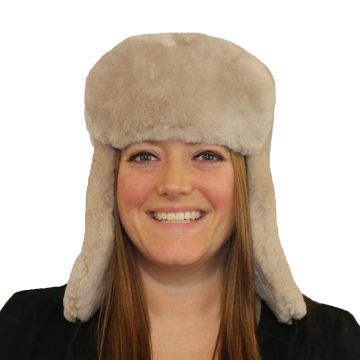 Taupe Plucked & Sheared Beaver Fur Russian Trooper Style Hat