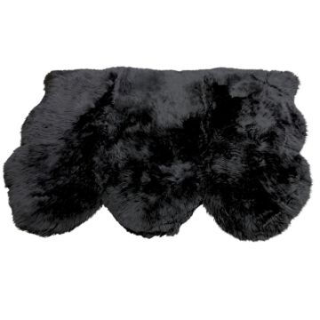Triple - Three Pelt Black Sheepskin Rug - 40" X 58"