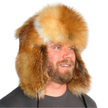 Red Fox Fur Russian Trooper Style Hat
