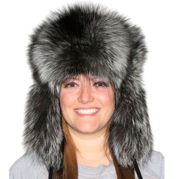 Silver Fox Fur Russian Trooper Style Hat