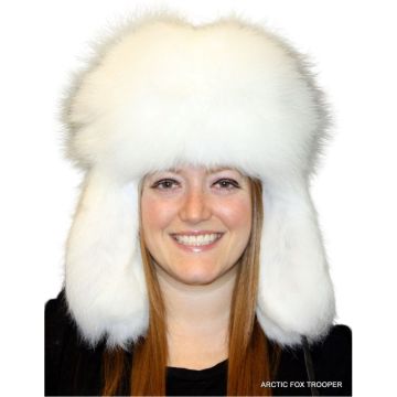 Arctic Fox Fur Russian Trooper Style Hat