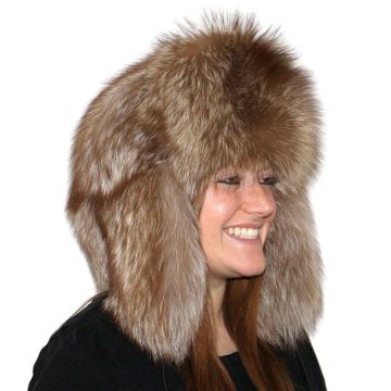 Burgundy Fox Fur Russian Trooper Style Hat