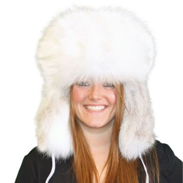Arctic Golden Island Fox Fur Russian Trooper Style Hat