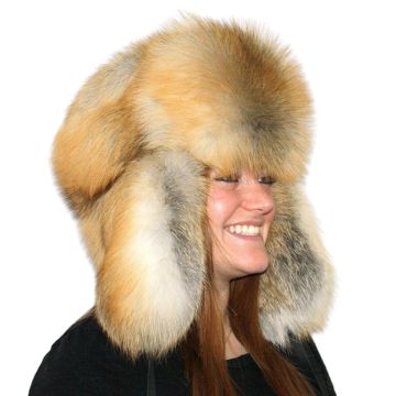Golden Island Fox Fur Russian Trooper Style Hat
