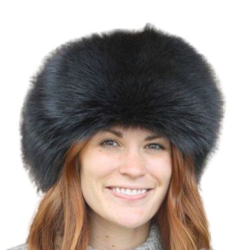 Charcoal Dyed Raccoon Fur Russian Trooper Style Hat