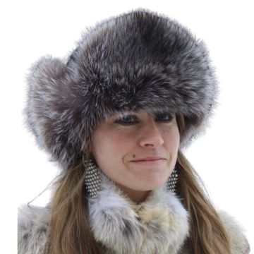 Raccoon Fur & Leather Russian Trooper Style Hat