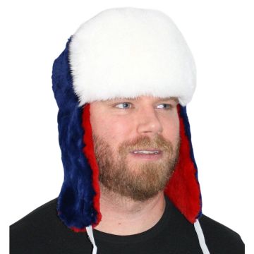 New England Patriots Fur Trooper Style Hat - With Gray