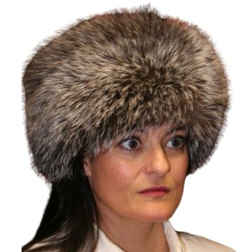 Silver Fox Fur Pill Box Hat