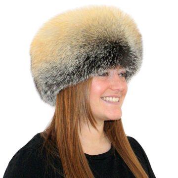 Golden Island Fox Fur Pill Box Hat