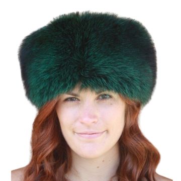 Emerald Raccoon Fur Pill Box Hat