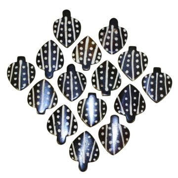 Real Bone Carved Heart Pendants - (Qty 5)